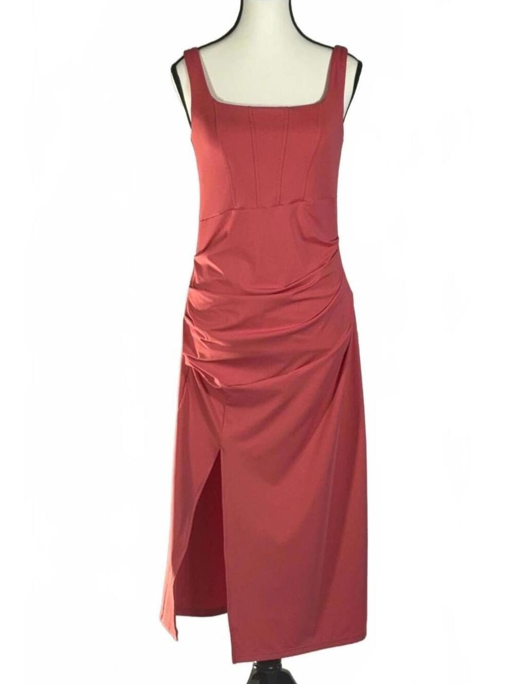 Halara Softlyzero Backless Corset Ruched Bodycon Midi Cool Touch Dress Size M - Picture 2 of 11